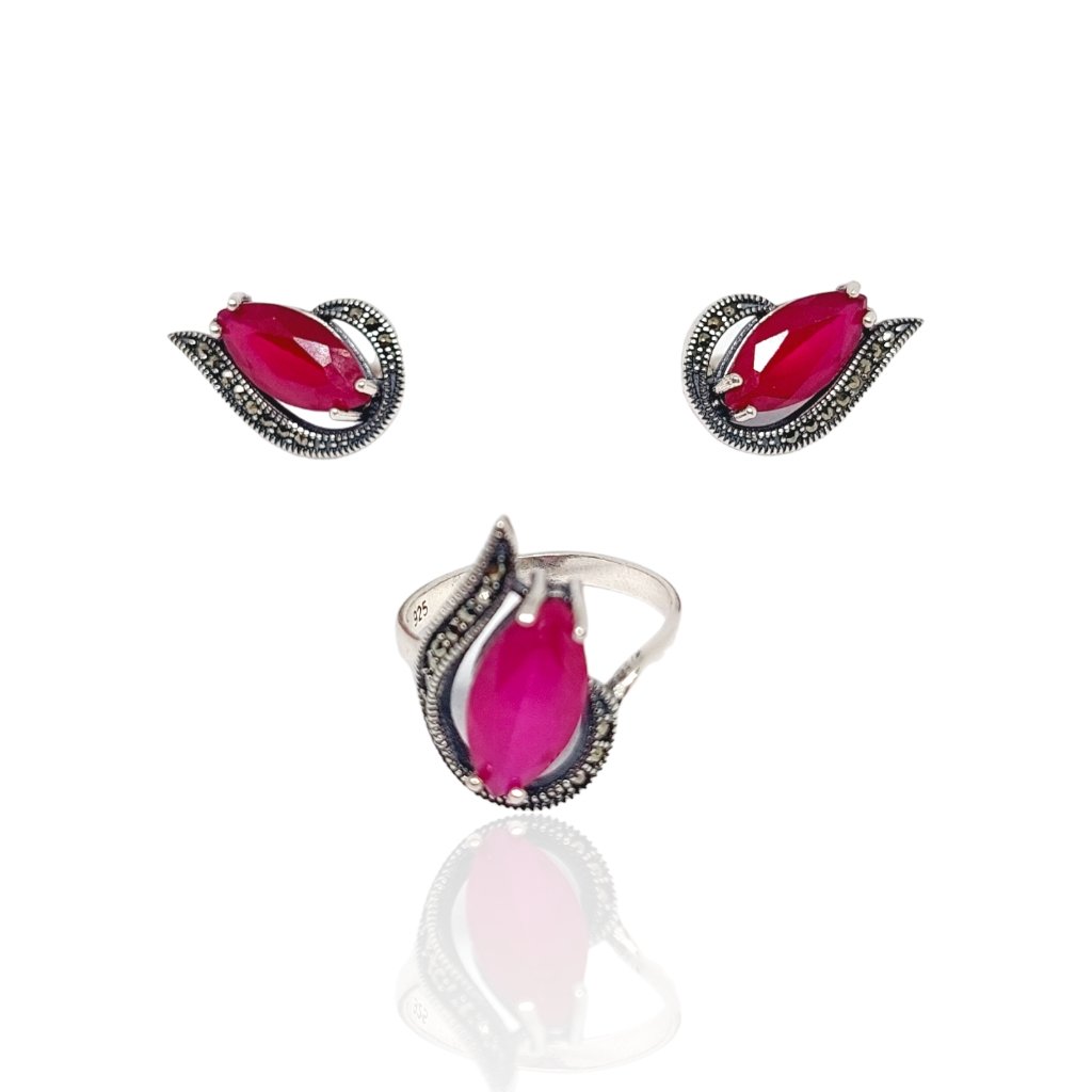 Set Red Fire - Jewelry - EM Accessories - silver - women - P0334S