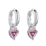 Earrings Heart shaped rosa zircons, 925 silver - Jewelry - EM Accessories - 925 silver - new -