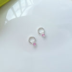 Earrings Heart shaped rosa zircons, 925 silver - Jewelry - EM Accessories - 925 silver - new -