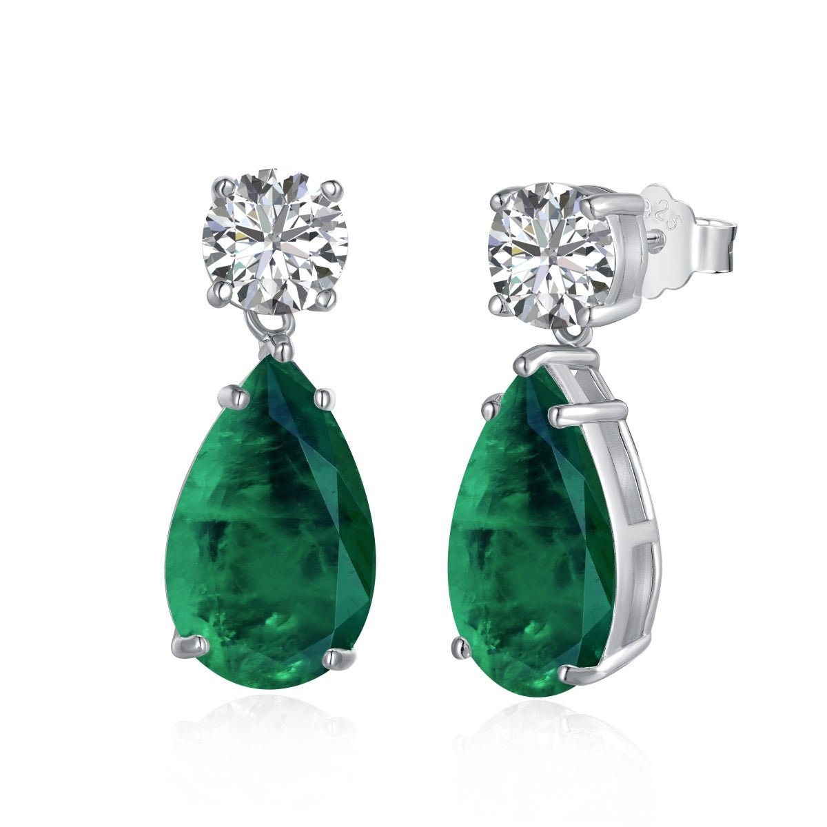 Elegant Luxe 925 Silver Earrings: Green Zirconia Majesty - Jewelry - EM Accessories - 925 silver - Cubic Zirconia - SILVER-0044-EAR