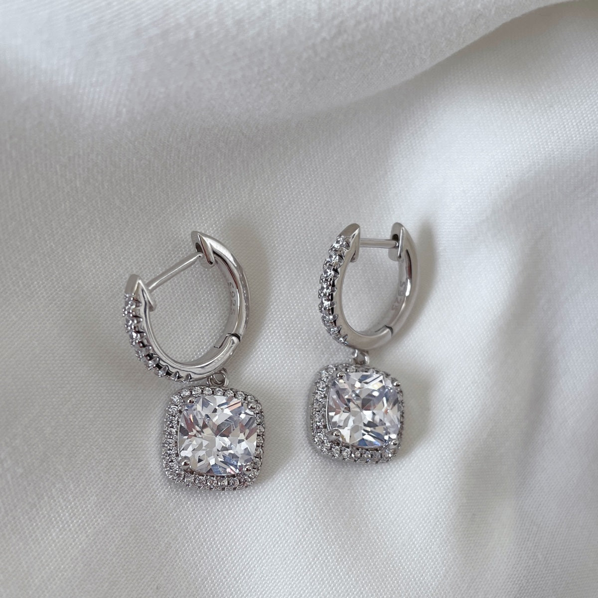 Silver Big 5A Cubic Zircon Earrings - Jewelry - EM Accessories - 925 silver - new -