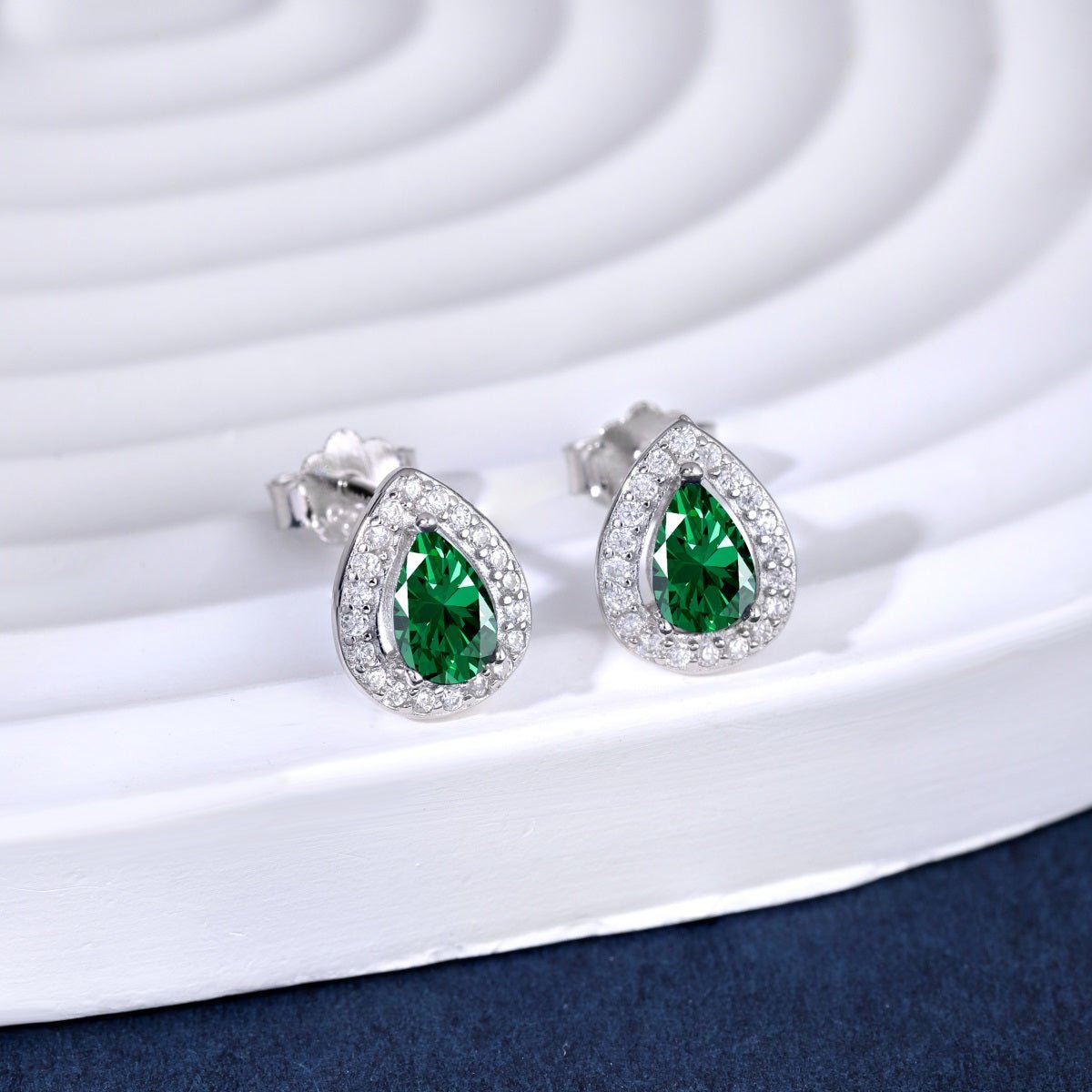 Silver earrings, prestige- emerald stone - Jewelry - EM Accessories - 925 silver - new -