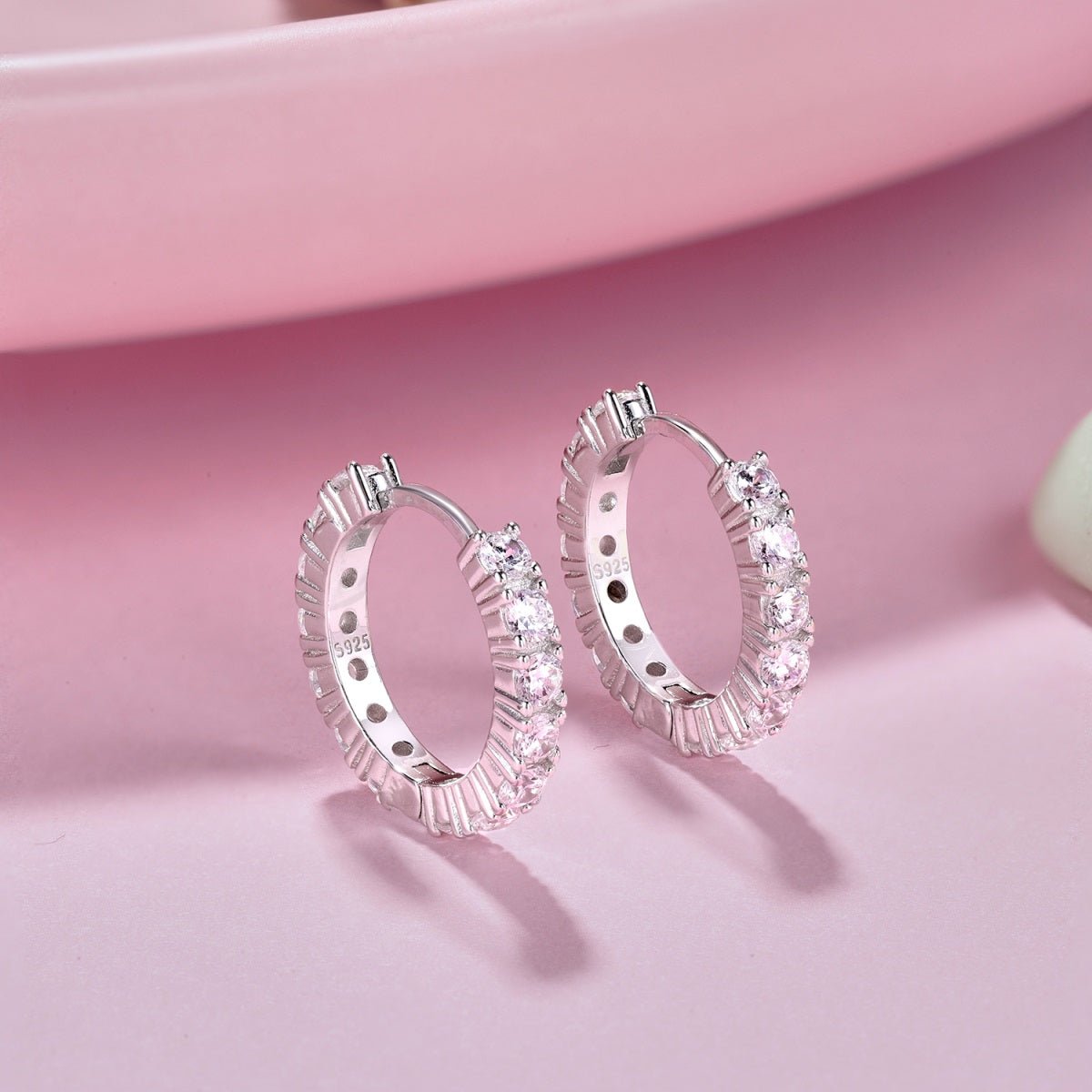 Silver hoop Earrings with cubic zircons - Jewelry - EM Accessories - 925 silver - new -