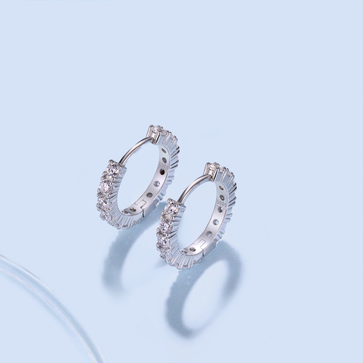 Silver hoop Earrings with cubic zircons - Jewelry - EM Accessories - 925 silver - new -