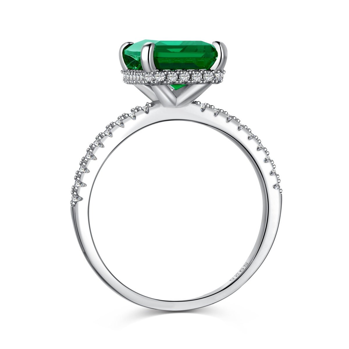 Verdant Vow: 925 Silver Engagement Ring with Premium Green 5A Zircon Stone - Jewelry - EM Accessories - 925 silver - new - SILVER-0041-6-RING