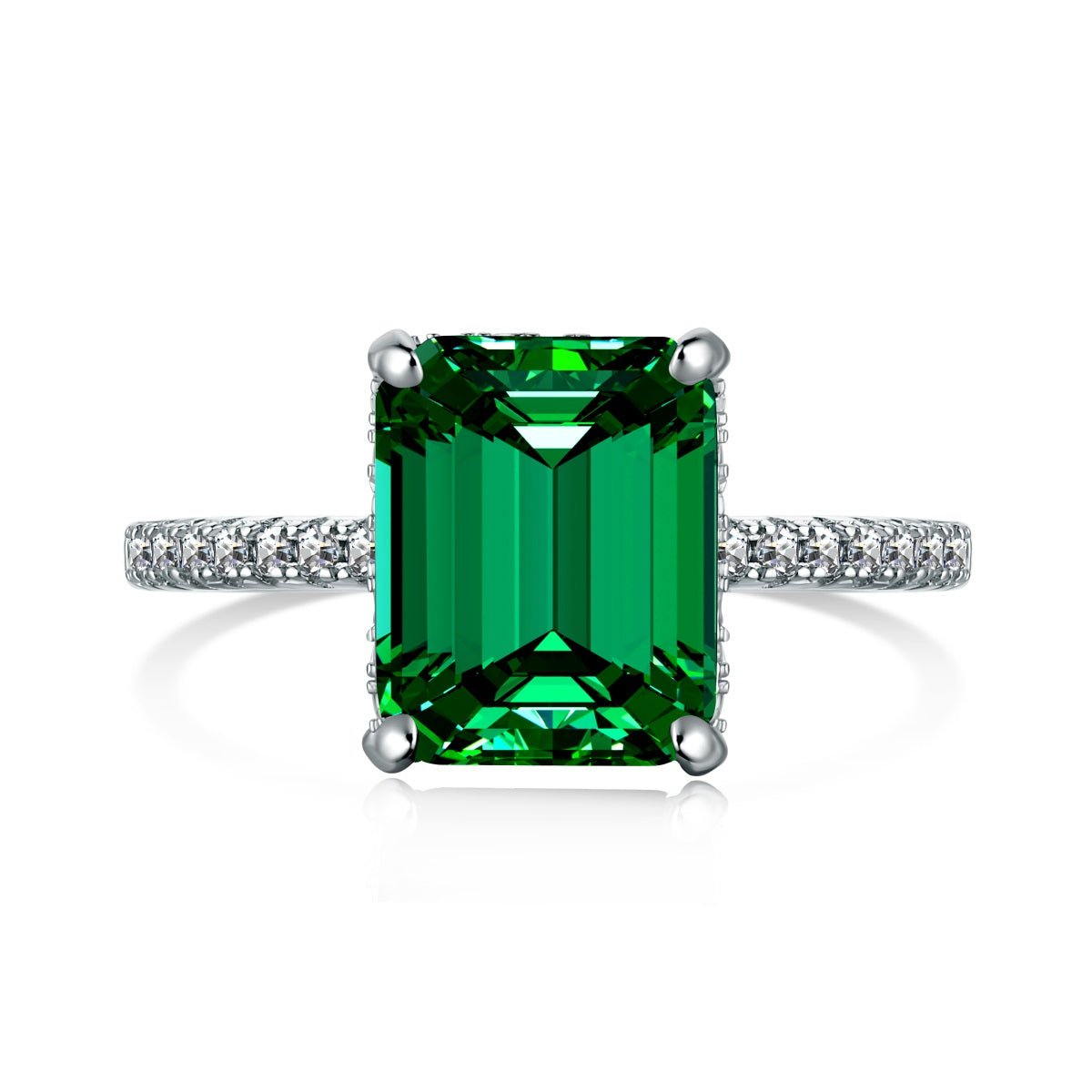 Verdant Vow: 925 Silver Engagement Ring with Premium Green 5A Zircon Stone - Jewelry - EM Accessories - 925 silver - new - SILVER-0041-6-RING