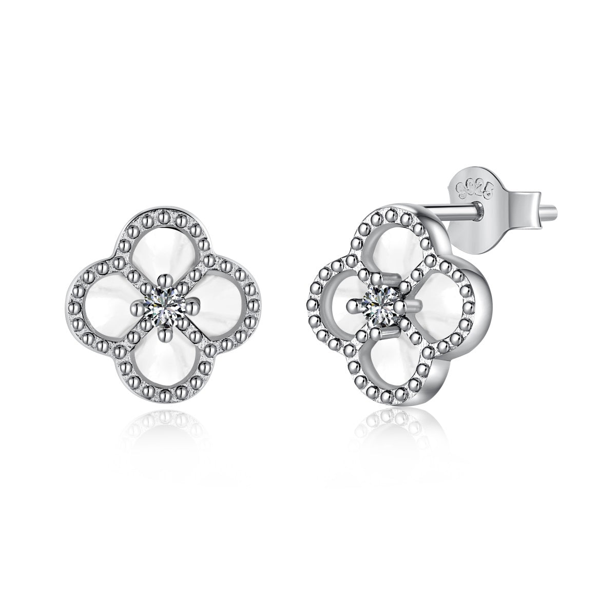 Women's 925 Silver Earrings Clover With Zircons - Jewelry - EM Accessories - 925 silver - new - SILVER-0018-ER