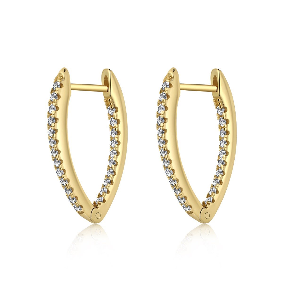 Women's 925 Silver Earrings Gold Plated V With Zircons - Jewelry - EM Accessories - 925 silver - new - SILVER-0021-ER