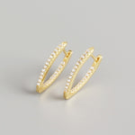 Women's 925 Silver Earrings Gold Plated V With Zircons - Jewelry - EM Accessories - 925 silver - new - SILVER-0021-ER