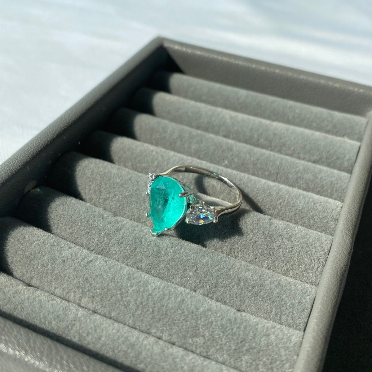 Women's Silver Ring with Turquoise Cubic Zirconia Stone - Jewelry - EM Accessories - 925 silver - new - SILVER-0038-6-RING